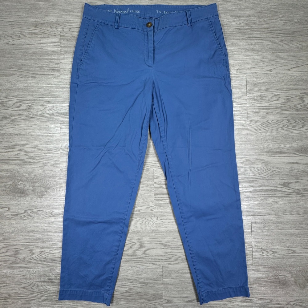 Talbots Women Pants The Weekend Chino Blue 10P Petite Stretch Cotton Casual‎